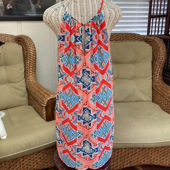 Silky lined southwest Aztec print style mini dress Size M - Picture 4 of 9